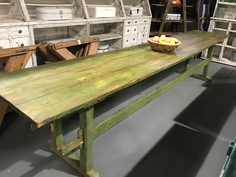 Vintage European Trestle Kitchen Table #2759