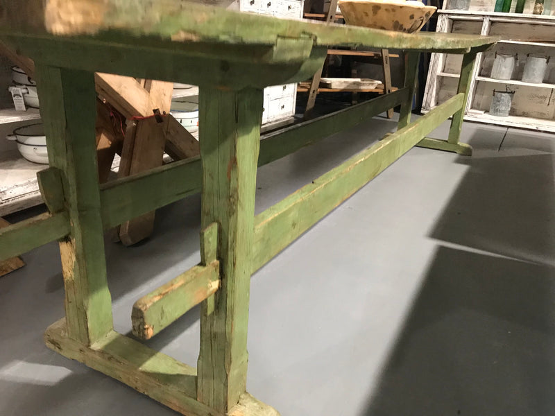 Vintage European Trestle Kitchen Table #2759