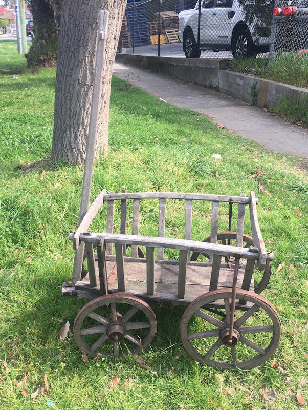 Vintage European wooden Pumpkin Cart #3110 (1)