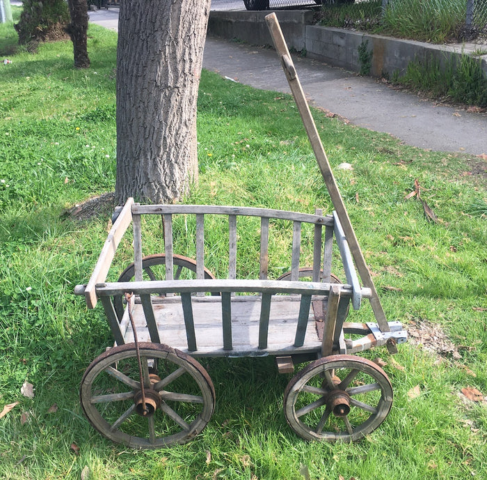 Vintage European wooden Pumpkin Cart #3110 (2)