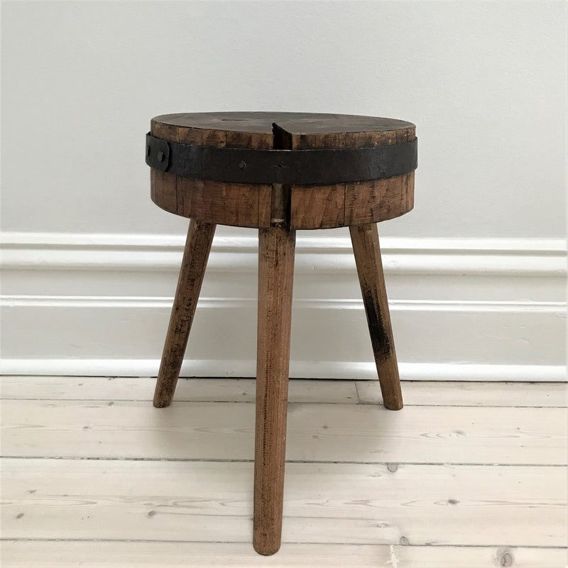 Vintage industrial European wooden block stools #2703