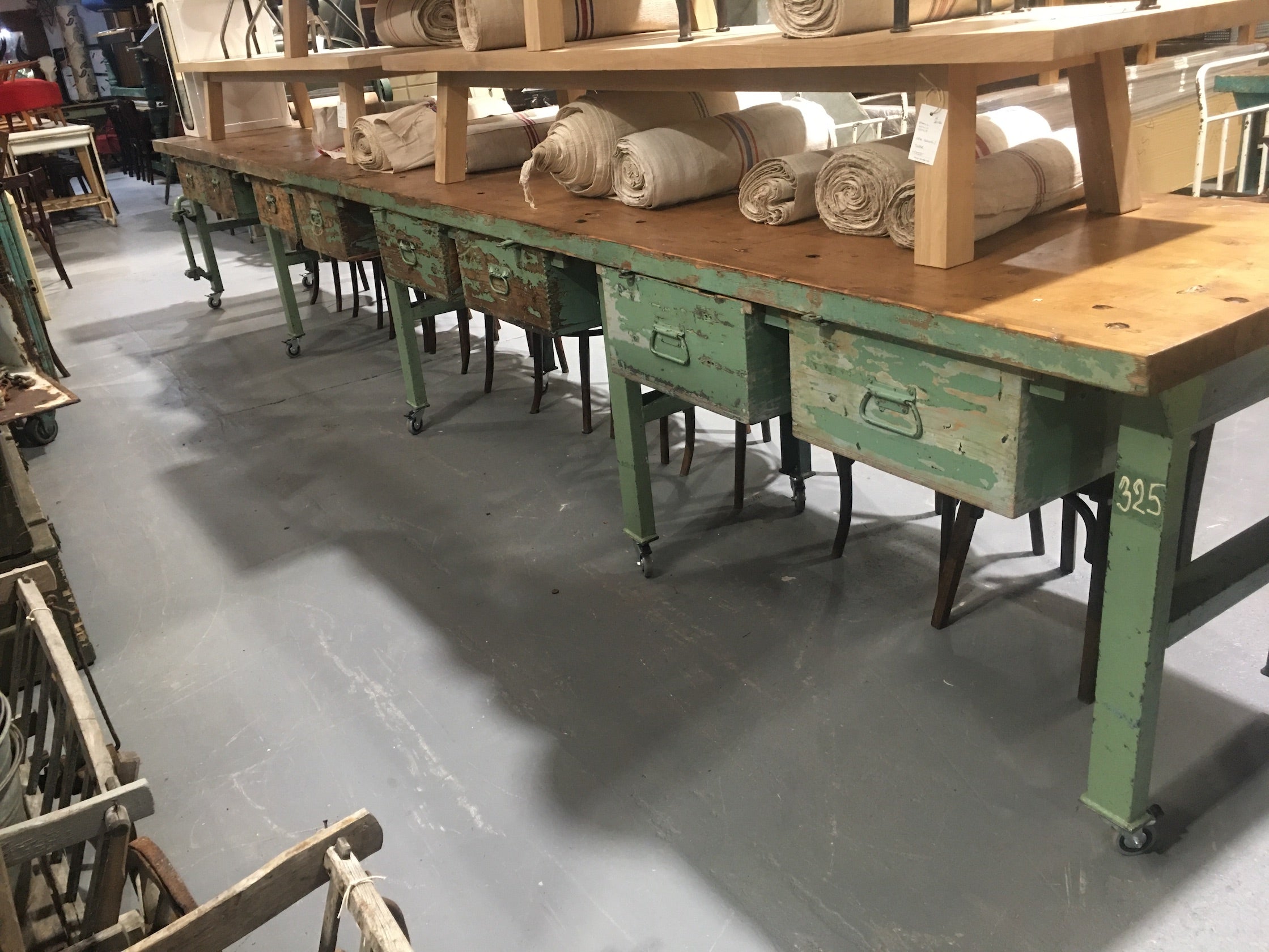 Vintage Industrial European Workbench Table/ Counter Kitchen Island 5.8 mt #2637 Byron