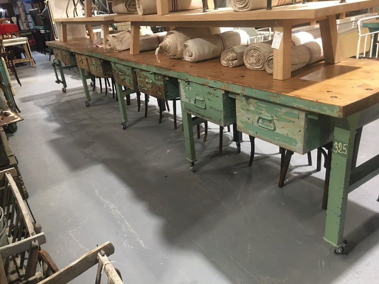 Vintage Industrial European Workbench Table/ Counter Kitchen Island 5.8 mt #2637 Byron