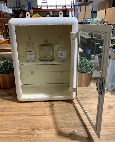 European 1940s Enamel  Wall Medical  Cabinet #4402
