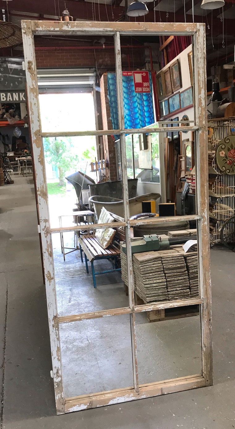 Vintage Wooden Window Mirror # 3648A
