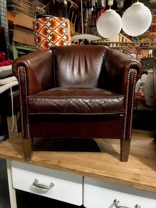Vintage French  Leather Club Chair  #3650B