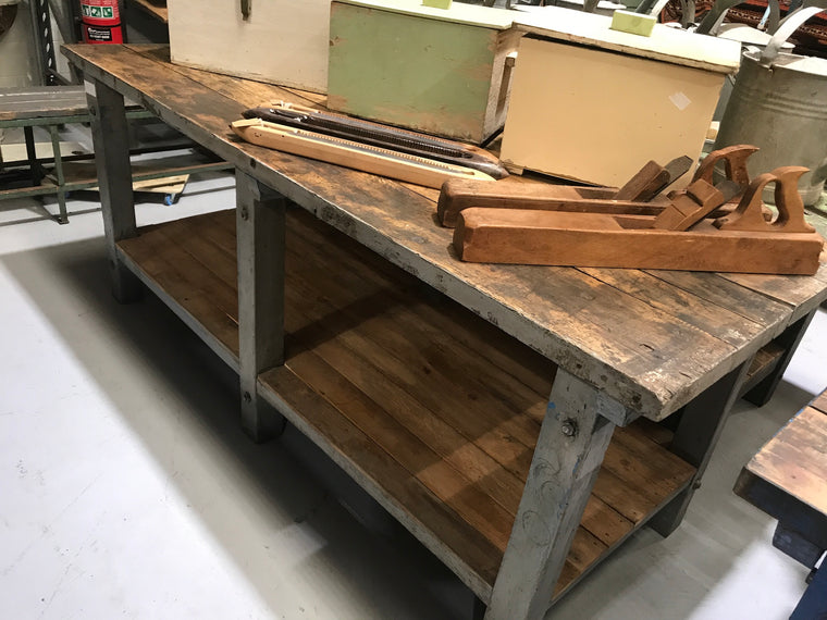 Vintage industrial European workbench table counter  kitchen island 2.0mt #2326