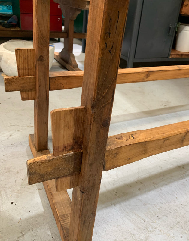 Vintage European Kitchen  Trestle Bench  Table #4421