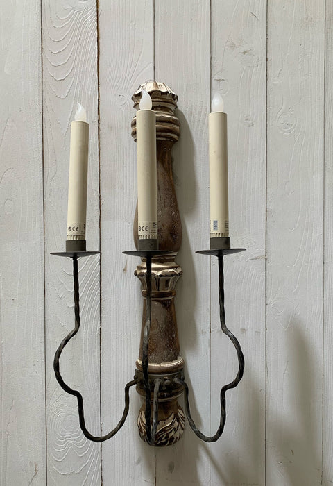 Wood and Metal Wall  Candleabra  #4422