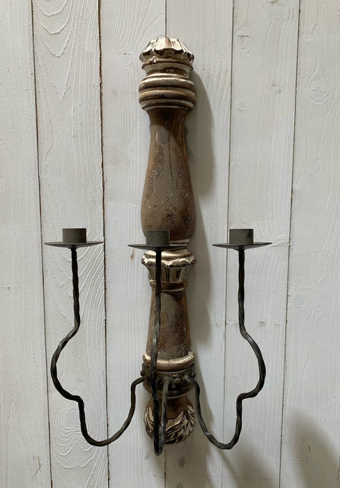 Wood and Metal Wall  Candleabra  #4422