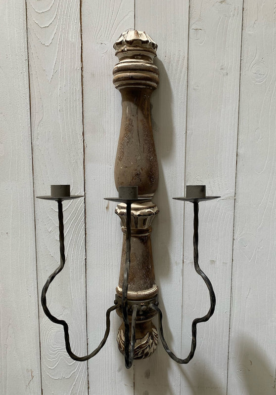 Wood and Metal Wall  Candleabra  #4422
