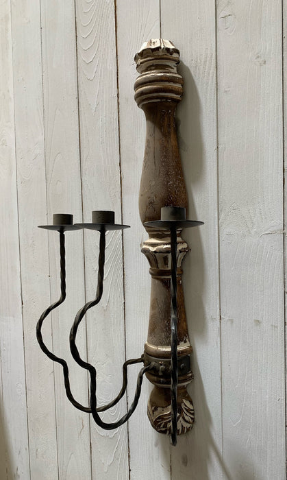 Wood and Metal Wall  Candleabra  #4422