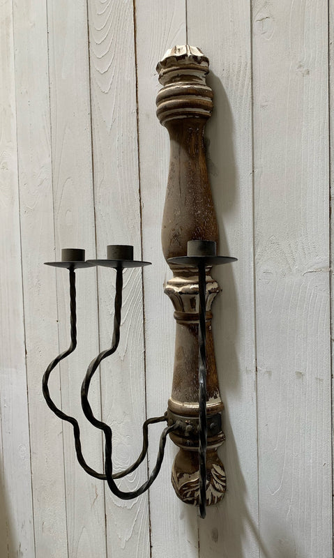 Wood and Metal Wall  Candleabra  #4422