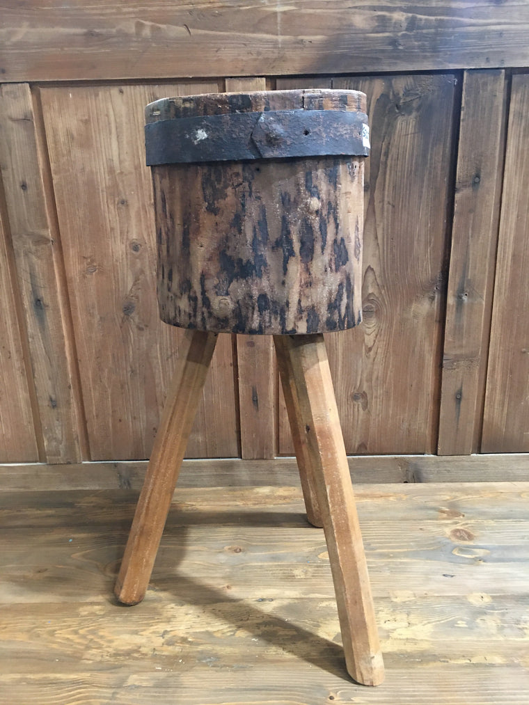 Vintage  European Wooden Block Stool #3182 (1)