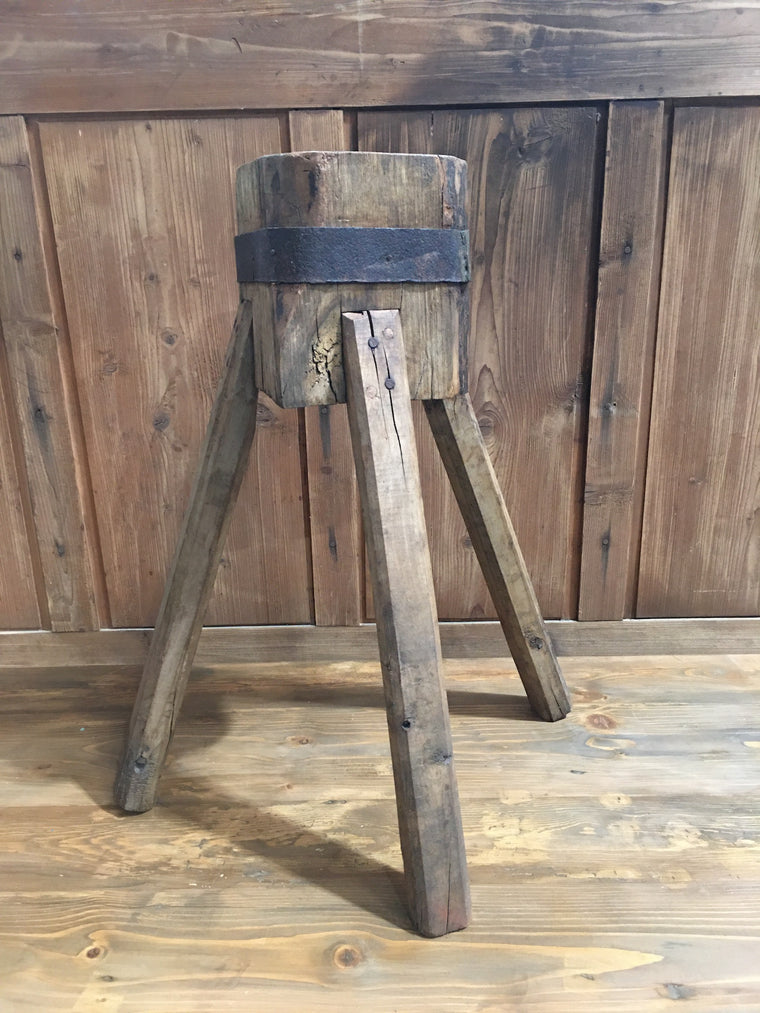 Vintage  European Wooden Block Stool #3182 (3)