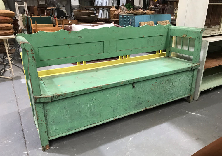 Vintage  Hungarian Box Bench Seat  #3655C
