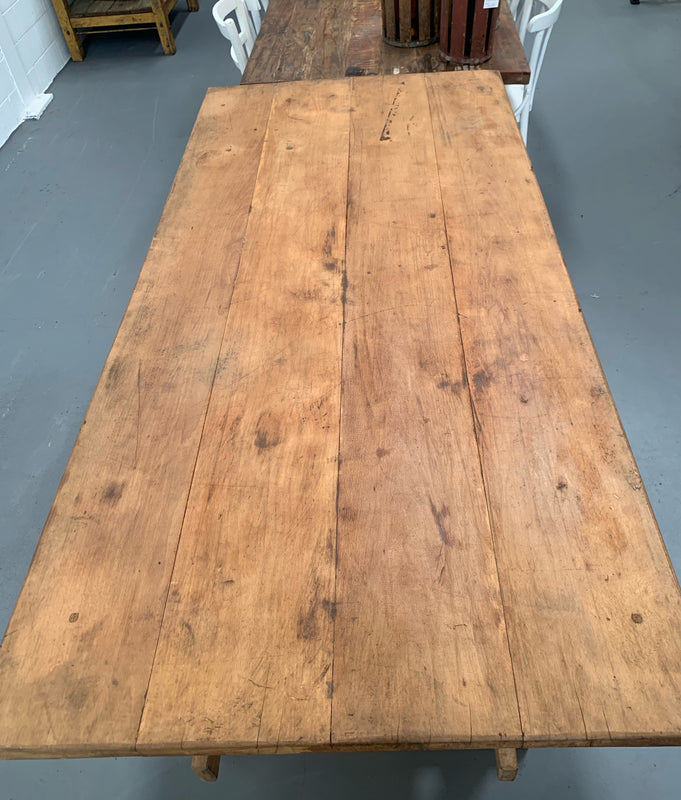 Vintage European Kitchen  Trestle Bench  Table  #4433 Byron