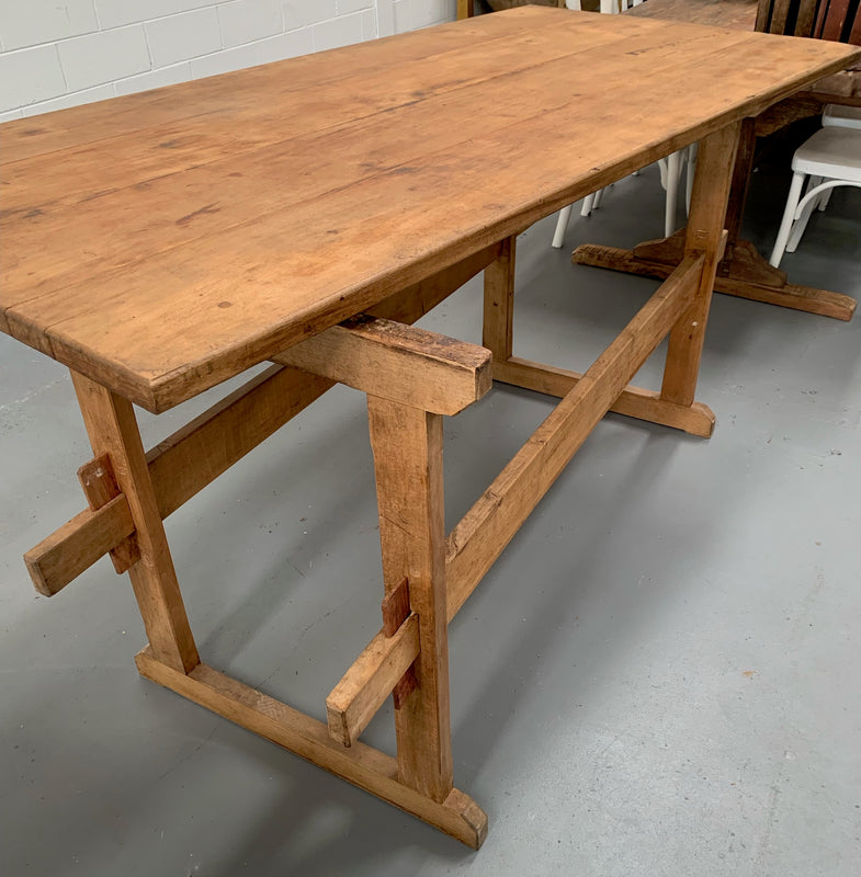 Vintage European Kitchen  Trestle Bench  Table  #4433 Byron