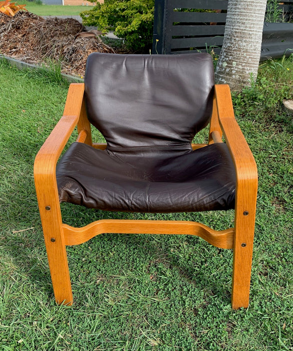 Swedish Mid Century Leather  Lounge Chair  #4435 Byron
