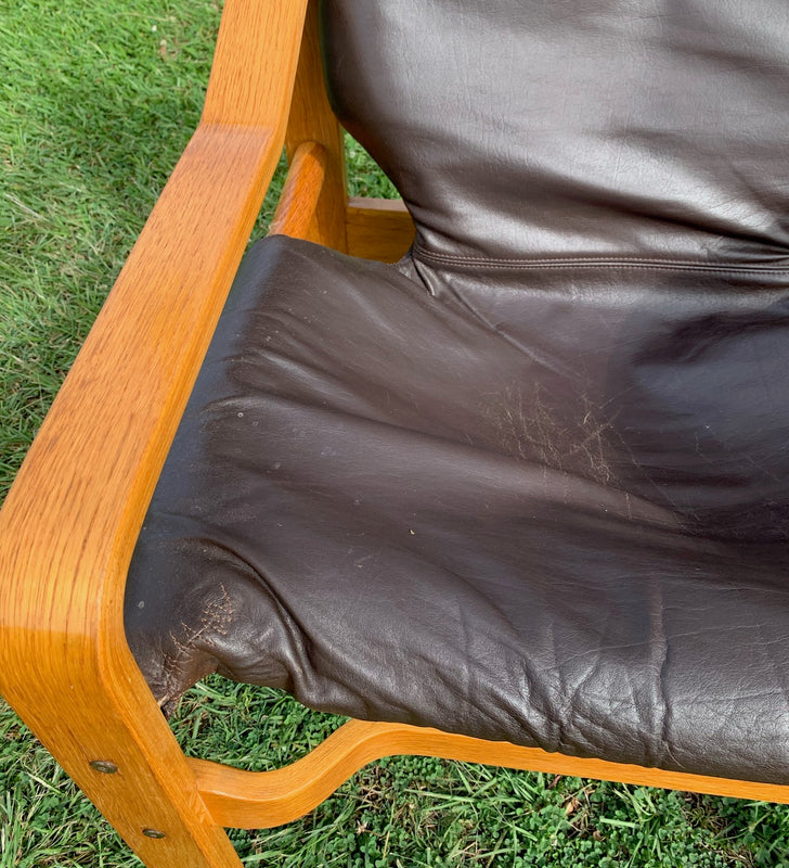 Swedish Mid Century Leather  Lounge Chair  #4435 Byron