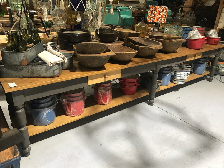 Vintage industrial European kitchen  island table  4.0 long #2384