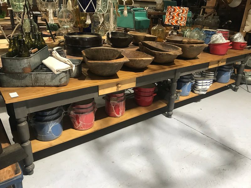 Vintage industrial European kitchen  island table  4.0 long #2384