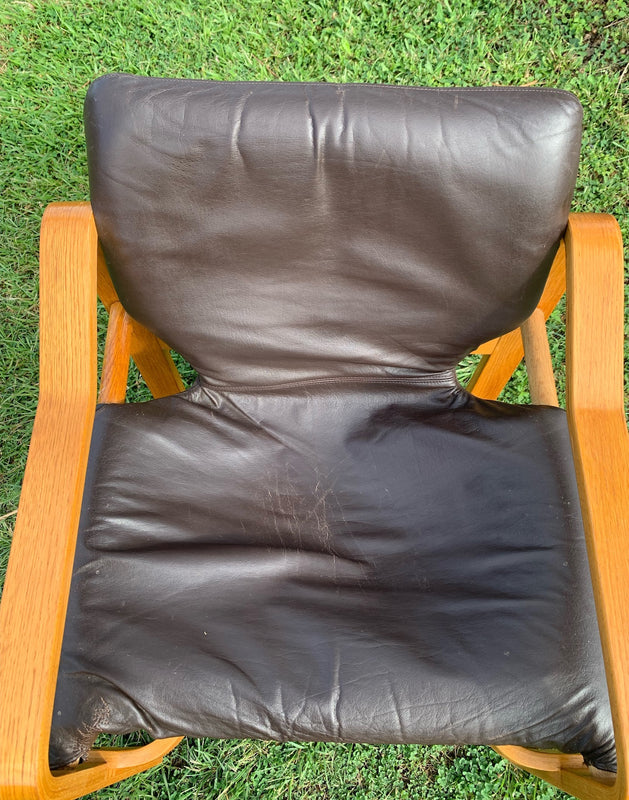 Swedish Mid Century Leather  Lounge Chair  #4435 Byron