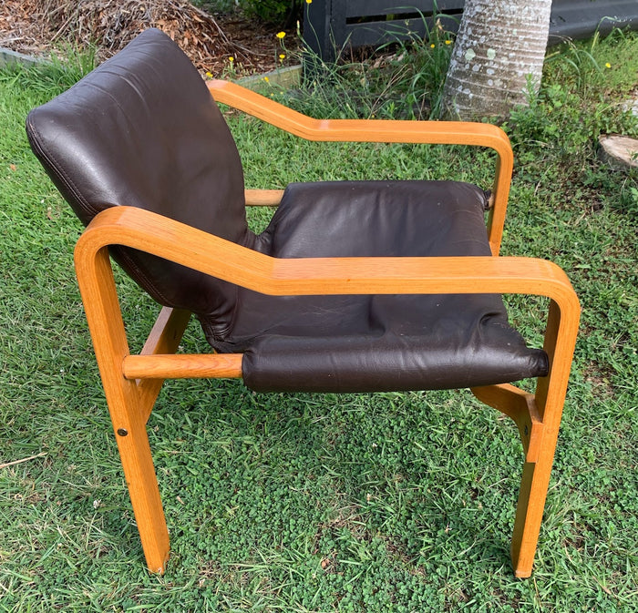 Swedish Mid Century Leather  Lounge Chair  #4435 Byron