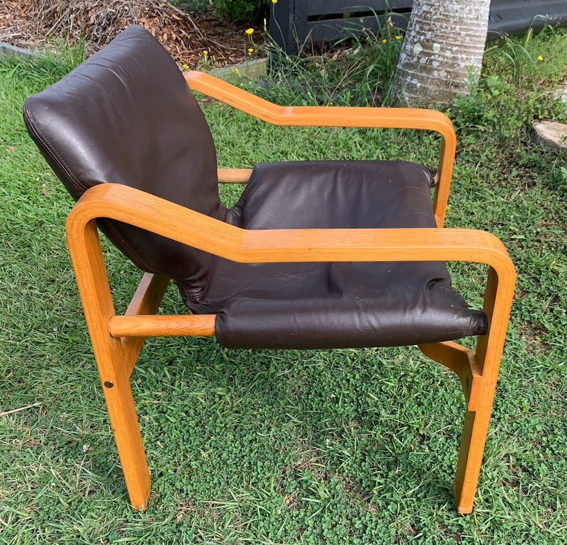 Swedish Mid Century Leather  Lounge Chair  #4435 Byron