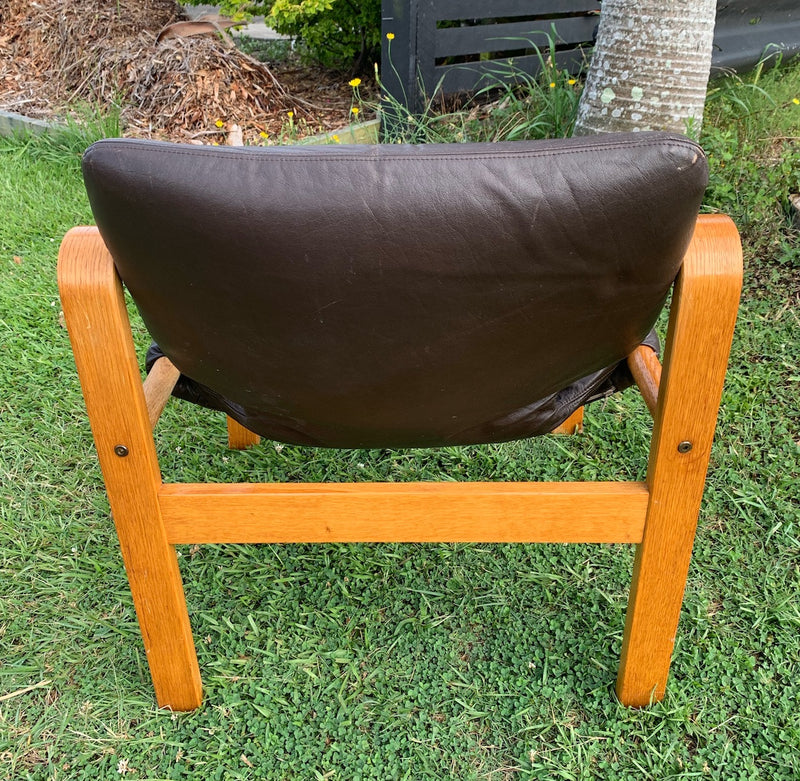 Swedish Mid Century Leather  Lounge Chair  #4435 Byron