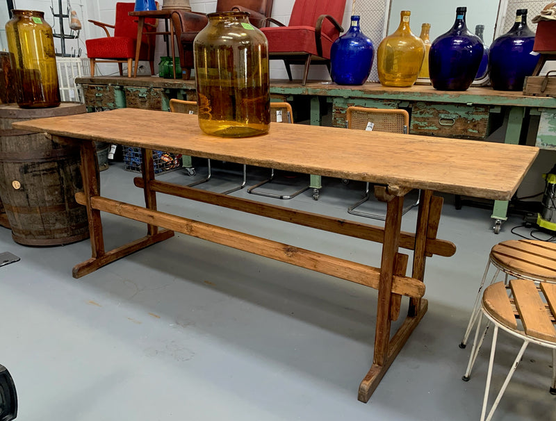 Vintage European Kitchen  Trestle Bench  Table  #4439 Byron