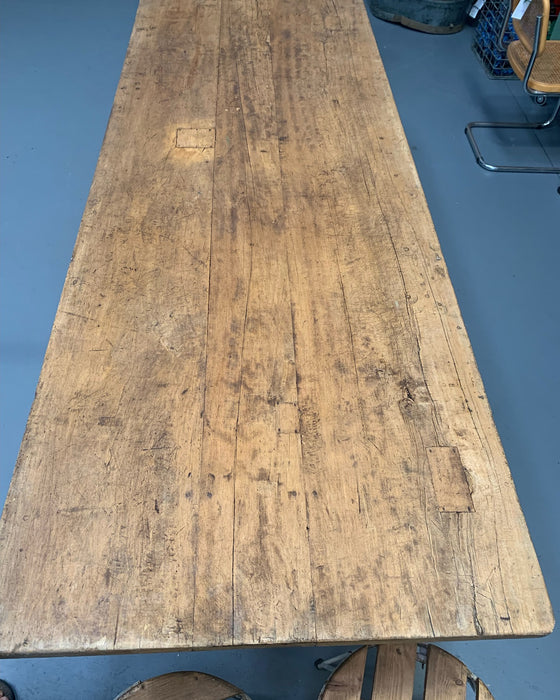 Vintage European Kitchen  Trestle Bench  Table  #4439 Byron