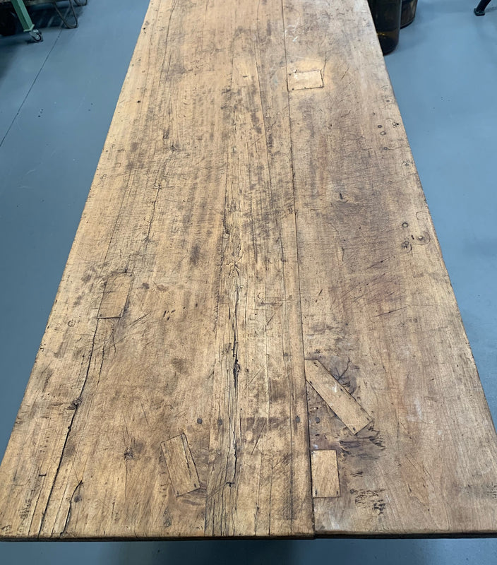 Vintage European Kitchen  Trestle Bench  Table  #4439 Byron