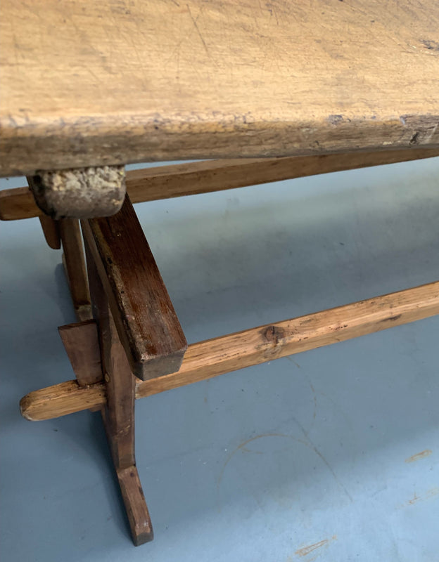 Vintage European Kitchen  Trestle Bench  Table  #4439 Byron