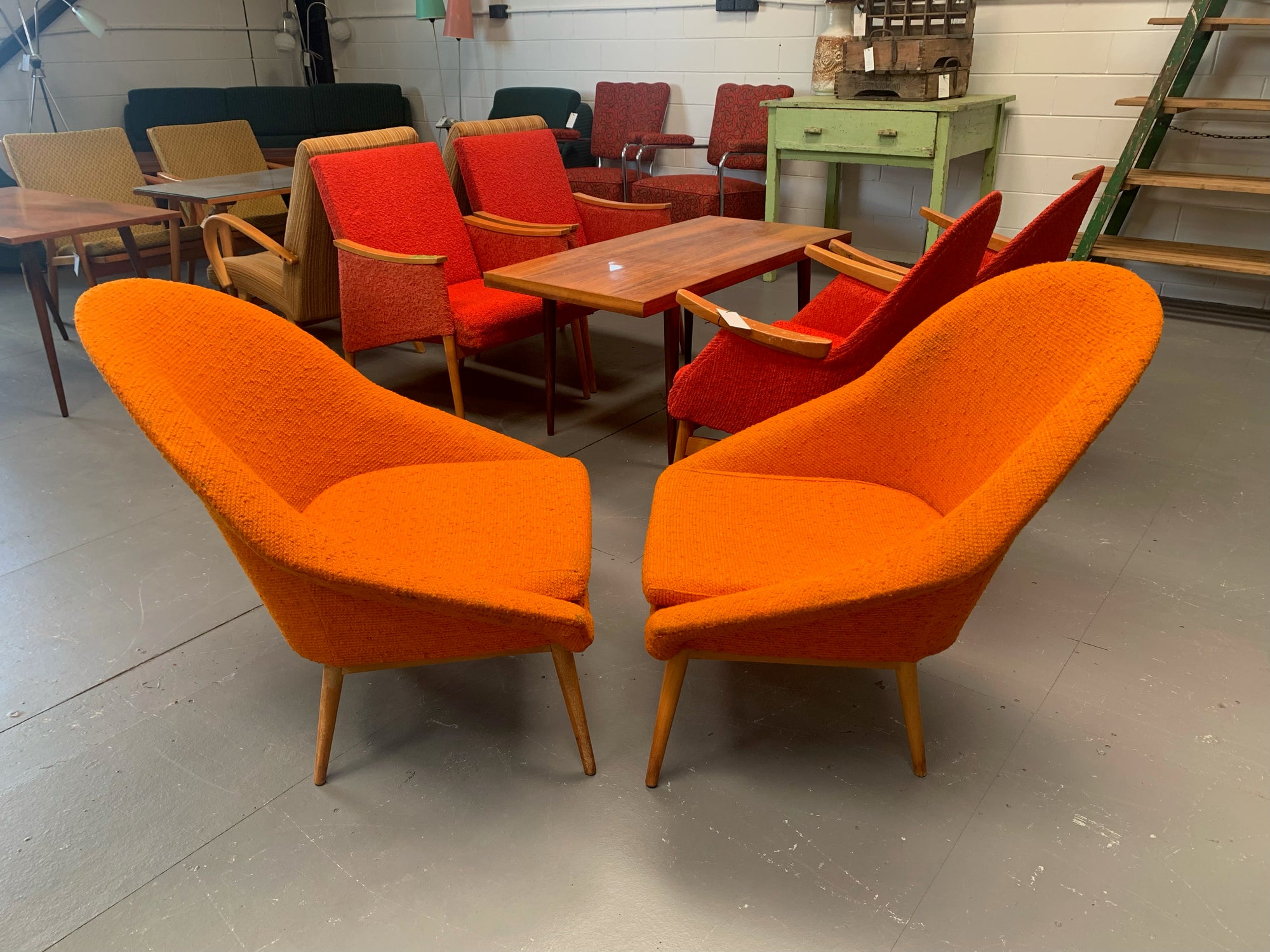 Mid Century Bucket Chairs 4443 Byron Fossil Vintage Australia
