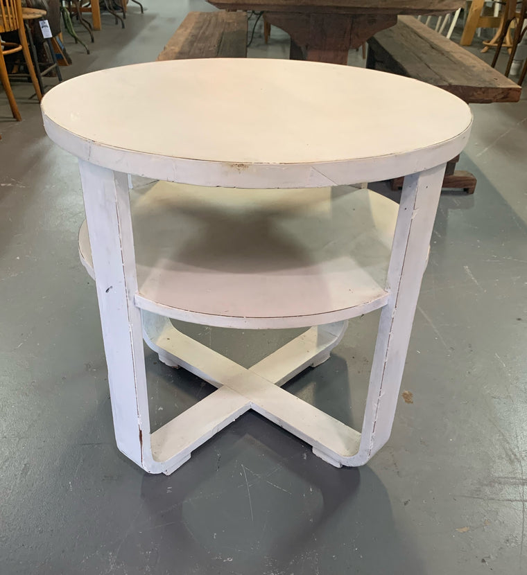 White Mid Century  Side Table  #4448 Byron