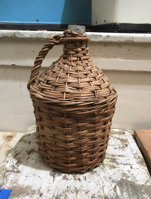 Vintage European Wicker Wine Demijohn Bottle  #3663C