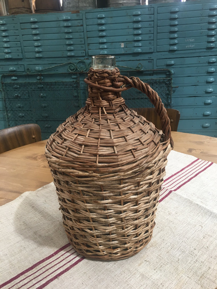 Vintage European Wicker Wine Demijohn Bottle  #3230 (1)