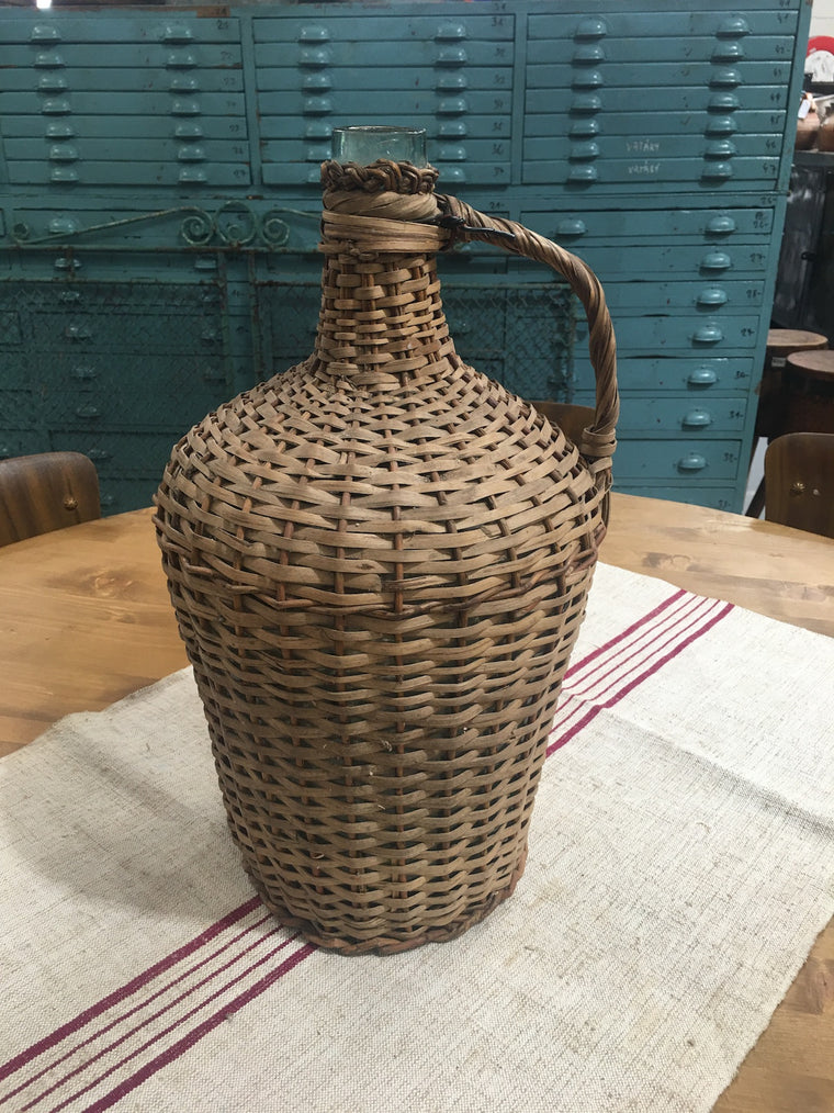 Vintage European Wicker Wine Demijohn Bottle  #3230 (2)