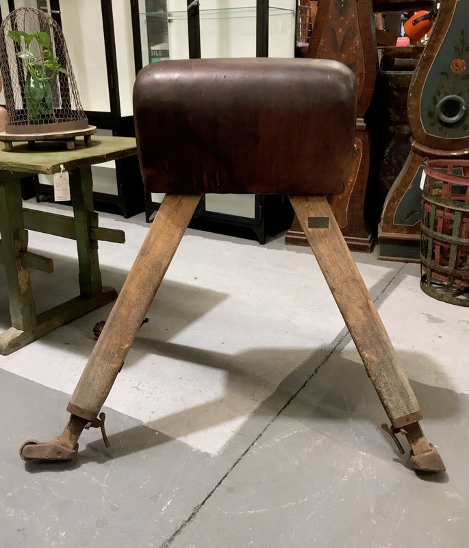 Vintage  Romanian Leather Pommel Horse  #3666