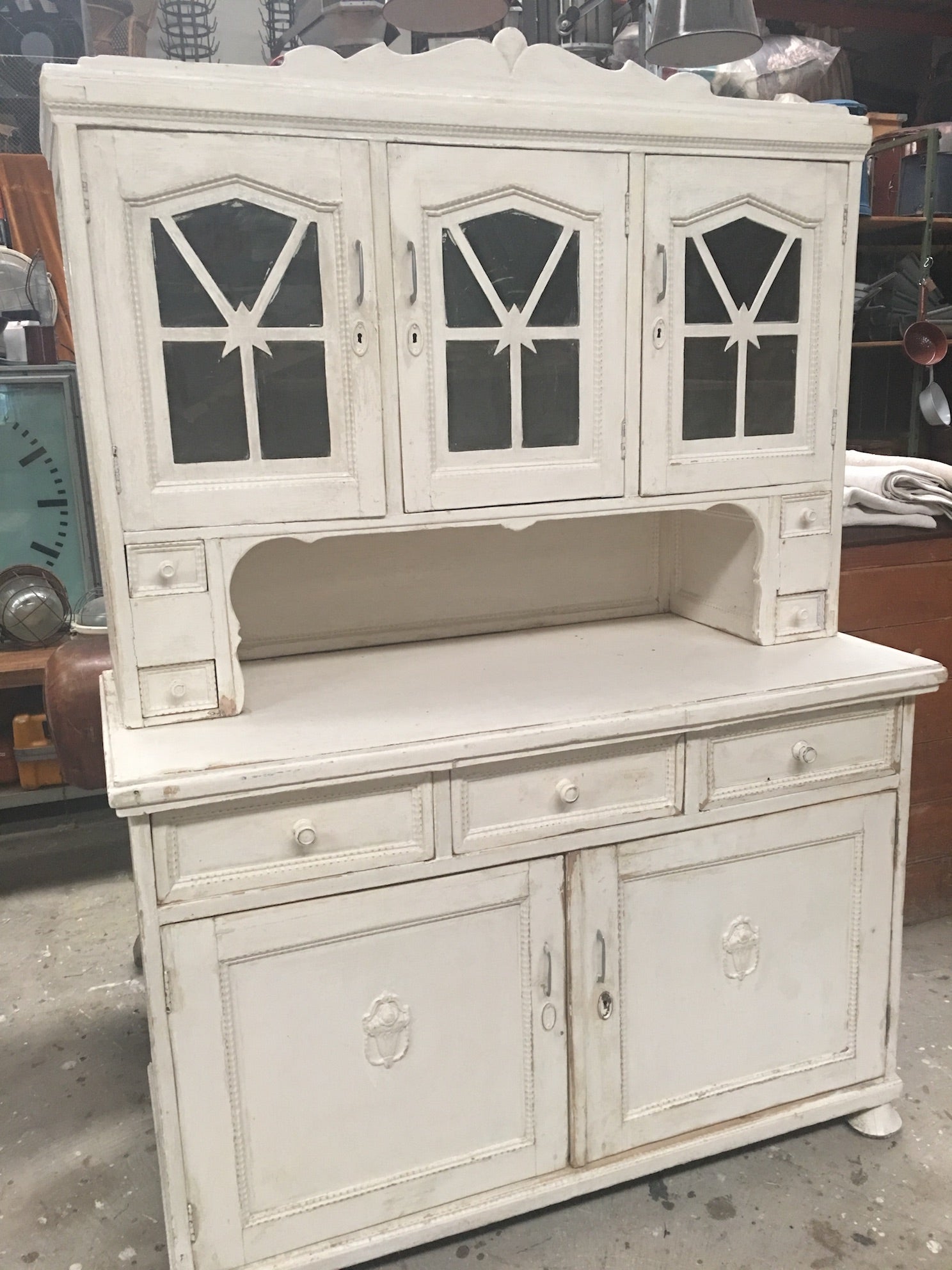 Vintage industrial European wooden kitchen cabinet #1954