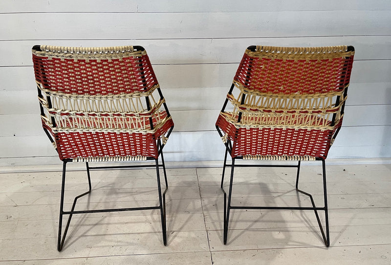 Vintage Mid Century Plastic Wicker Chairs #3768a