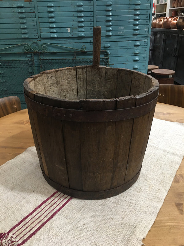 Vintage  European Wooden Water Bucket #3234 (2)