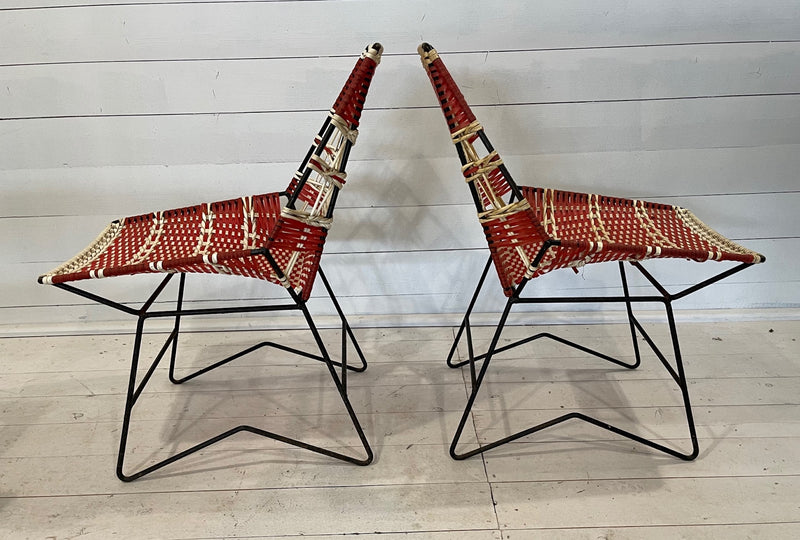 Vintage Mid Century Plastic Wicker Chairs #3768a
