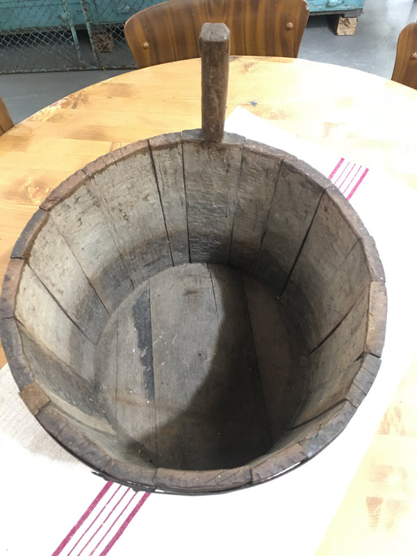 Vintage  European Wooden Water Bucket #3234 (2)