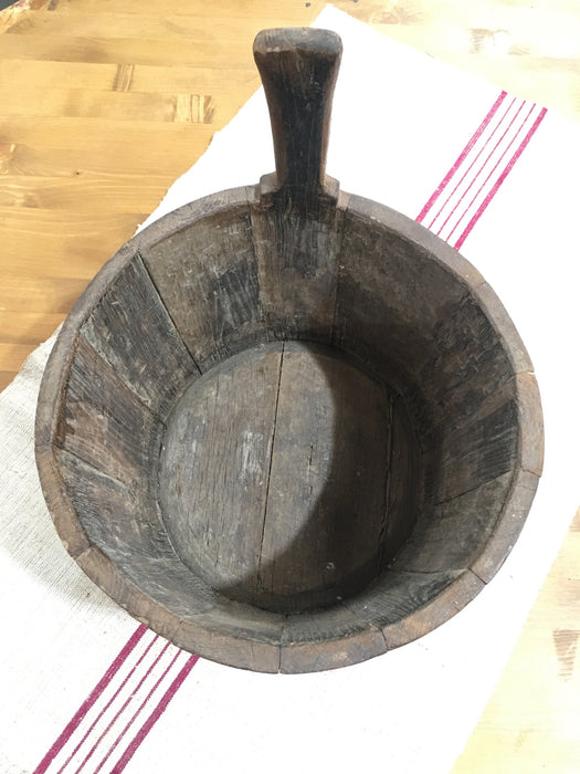 Vintage  European Wooden Water Bucket #3234 (3)