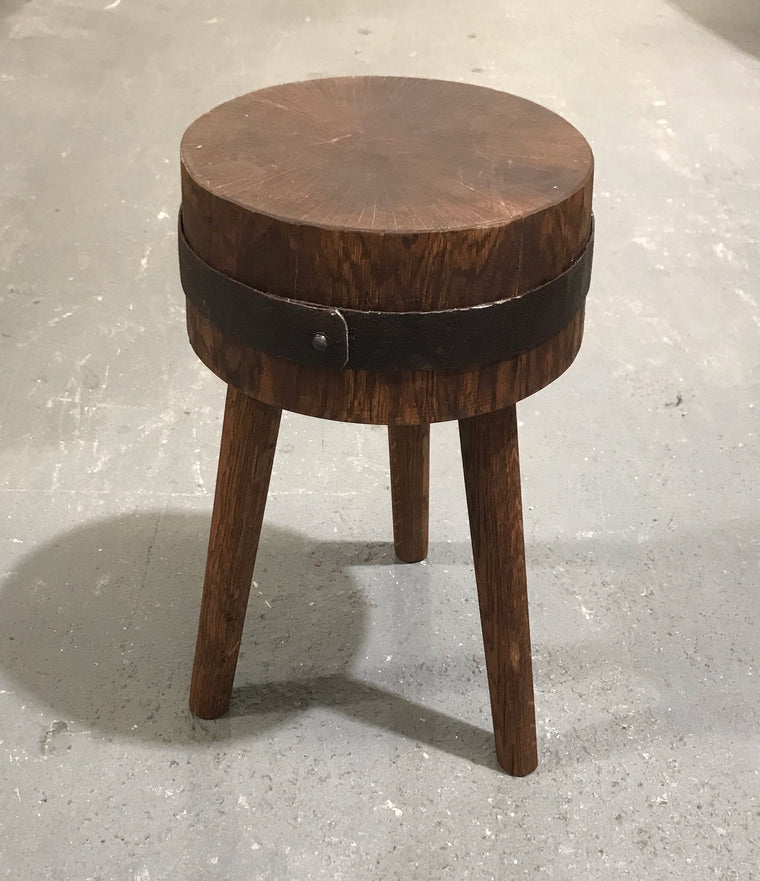 Vintage  European Wooden Block Stool #3671C