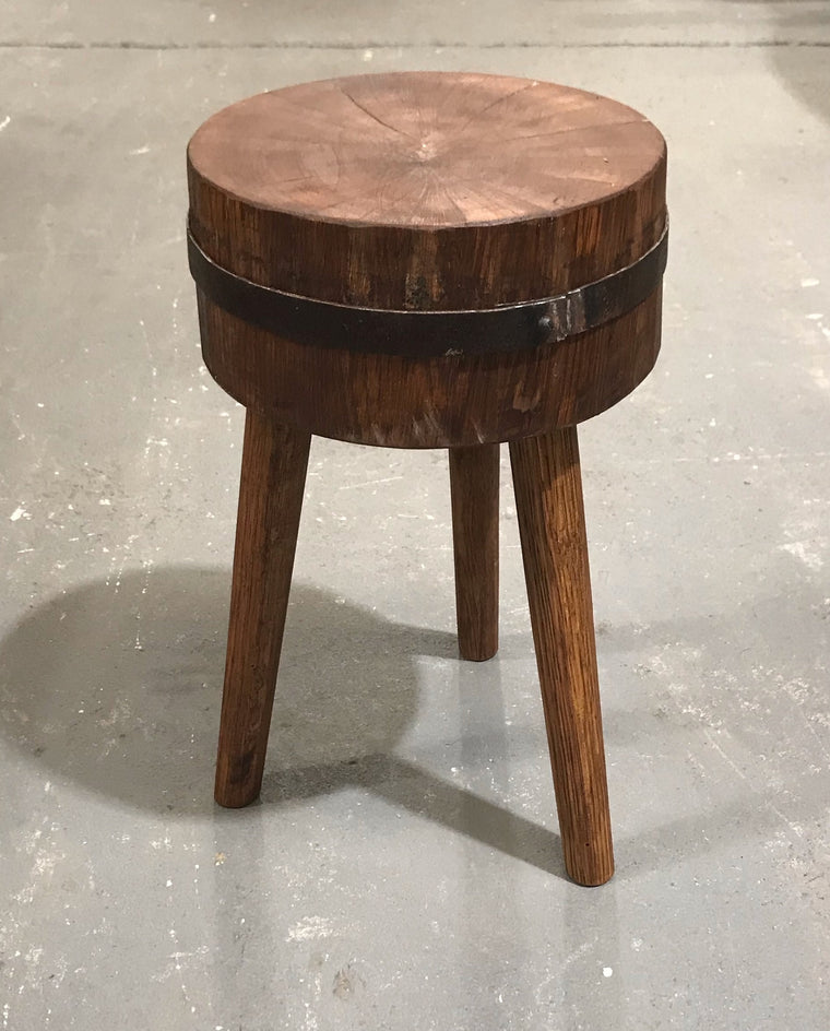 Vintage  European Wooden Block Stool #3671E