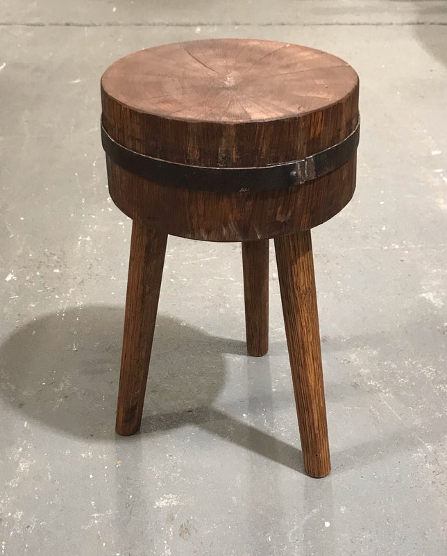 Vintage  European Wooden Block Stool #3671E