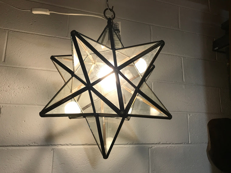 Vintage  turkish star Brass and Glass lights #2391 star
